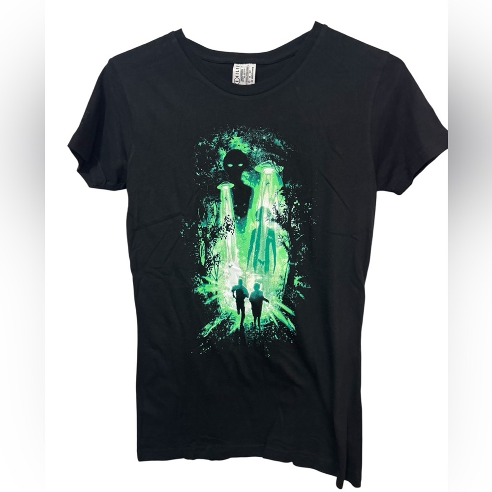 The X Files Alien Sci Fi Black & Green Women’s L T-Shirt MINTY
